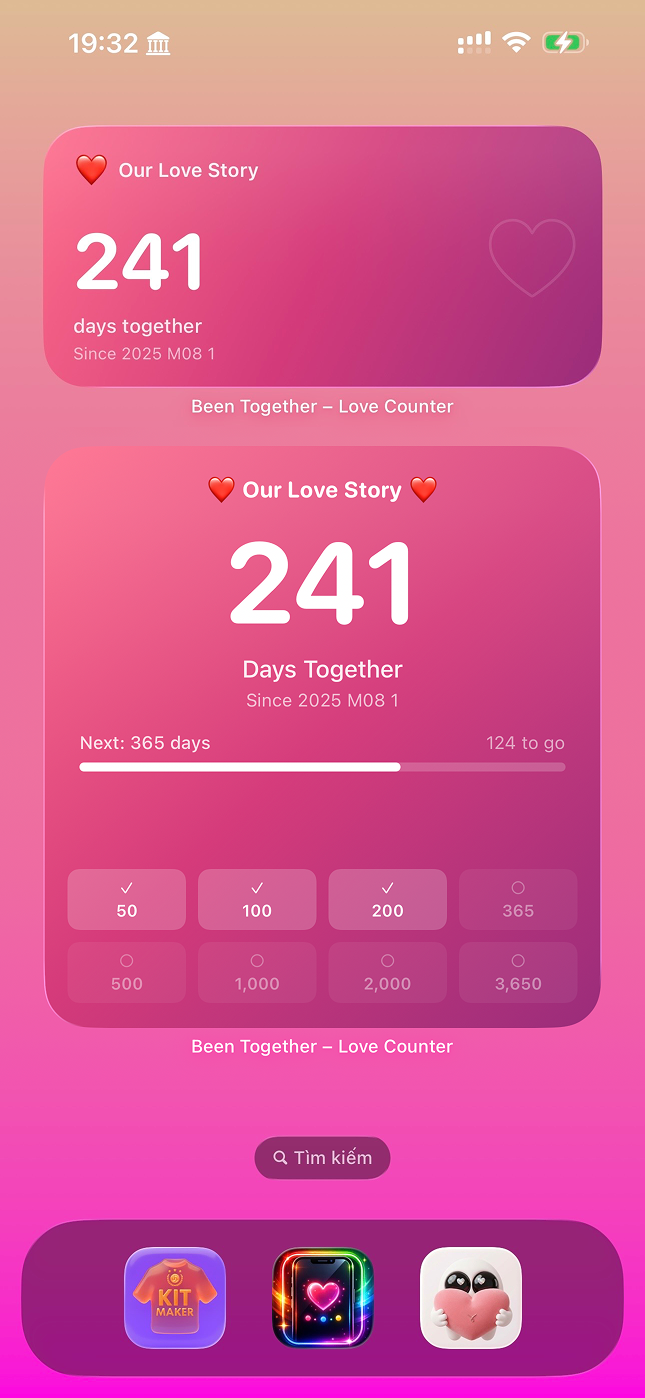 LoveTik: Love Counter - Widget Preview